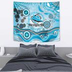 Cronulla Sutherland Sharks Rugby Tapestry Australian Aboriginal Dot Painting Style
