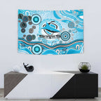 Cronulla Sutherland Sharks Rugby Tapestry Australian Aboriginal Dot Painting Style