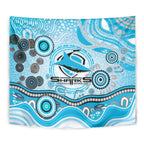 Cronulla Sutherland Sharks Rugby Tapestry Australian Aboriginal Dot Painting Style