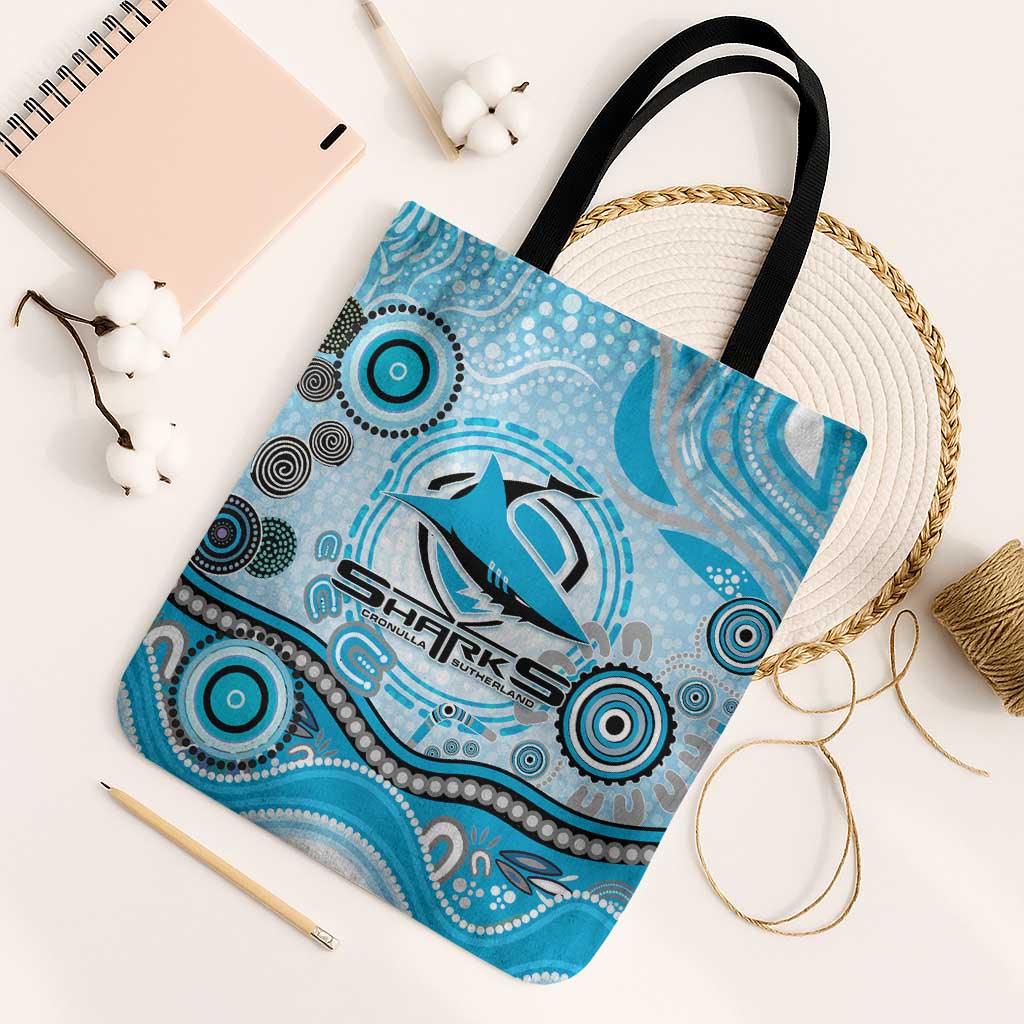 Cronulla Sutherland Sharks Rugby Tote Bag Australian Aboriginal Dot Painting Style