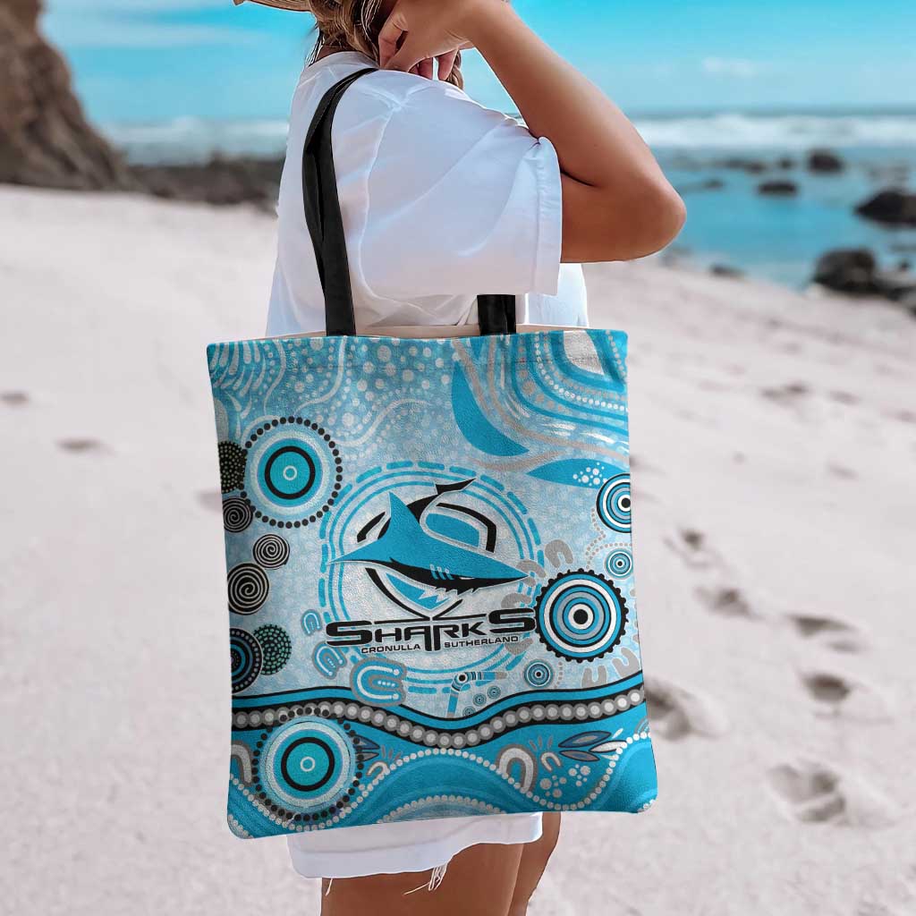 Cronulla Sutherland Sharks Rugby Tote Bag Australian Aboriginal Dot Painting Style