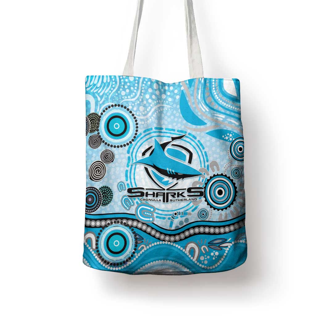 Cronulla Sutherland Sharks Rugby Tote Bag Australian Aboriginal Dot Painting Style