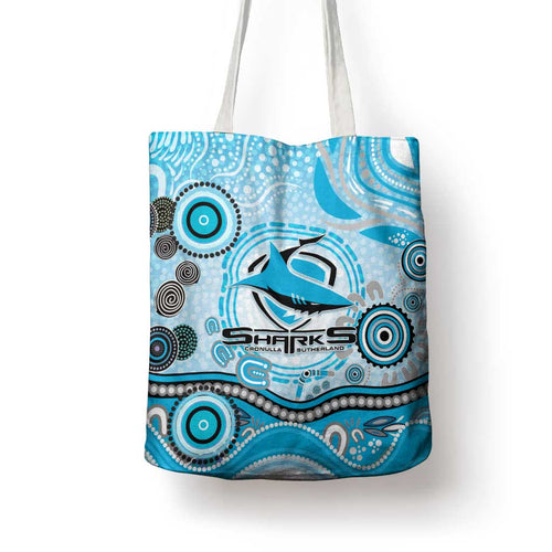 Cronulla Sutherland Sharks Rugby Tote Bag Australian Aboriginal Dot Painting Style