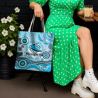 Cronulla Sutherland Sharks Rugby Tote Bag Australian Aboriginal Dot Painting Style