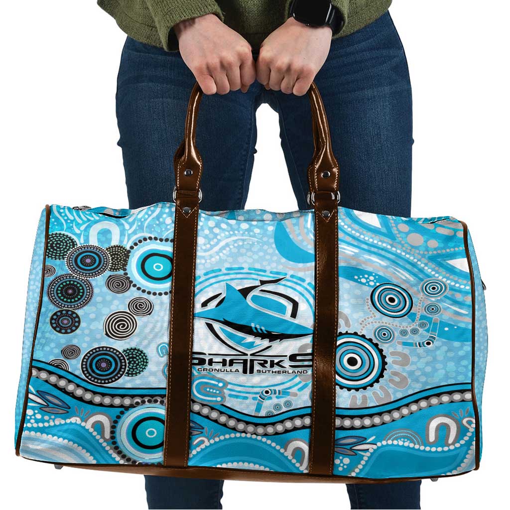 Cronulla Sutherland Sharks Rugby Travel Bag Australian Aboriginal Dot Painting Style