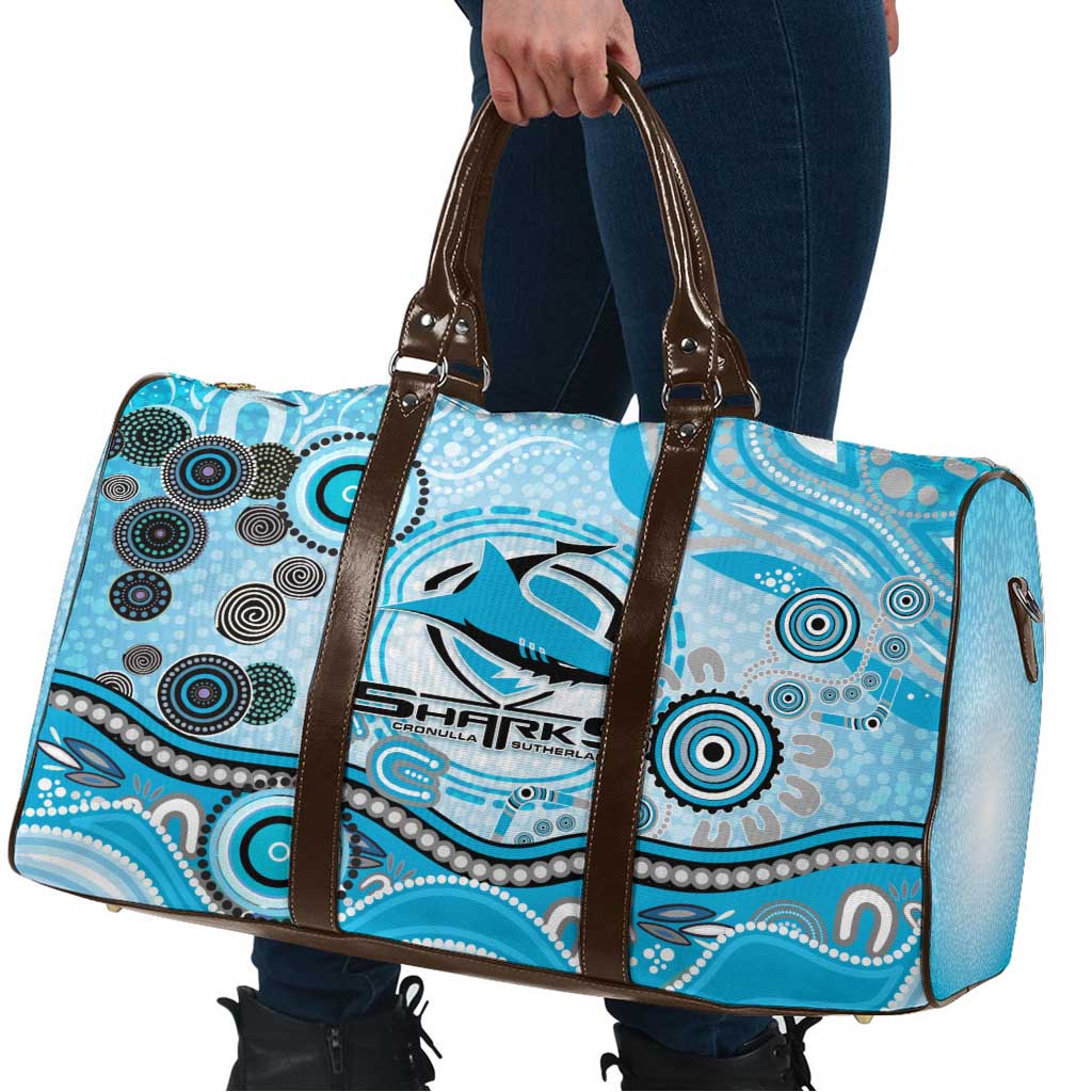 Cronulla Sutherland Sharks Rugby Travel Bag Australian Aboriginal Dot Painting Style
