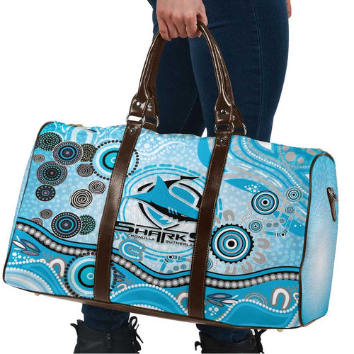 Cronulla Sutherland Sharks Rugby Travel Bag Australian Aboriginal Dot Painting Style