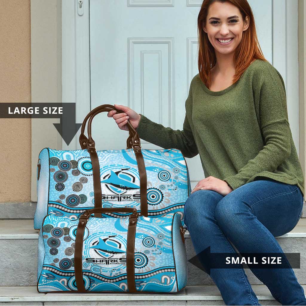 Cronulla Sutherland Sharks Rugby Travel Bag Australian Aboriginal Dot Painting Style