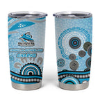 Cronulla Sutherland Sharks Rugby Tumbler Cup Australian Aboriginal Dot Painting Style