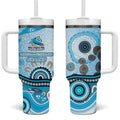 Cronulla Sutherland Sharks Rugby Tumbler With Handle Australian Aboriginal Dot Painting Style