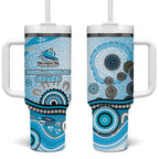 Cronulla Sutherland Sharks Rugby Tumbler With Handle Australian Aboriginal Dot Painting Style