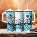 Cronulla Sutherland Sharks Rugby Tumbler With Handle Australian Aboriginal Dot Painting Style