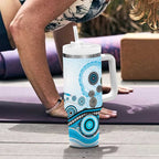 Cronulla Sutherland Sharks Rugby Tumbler With Handle Australian Aboriginal Dot Painting Style