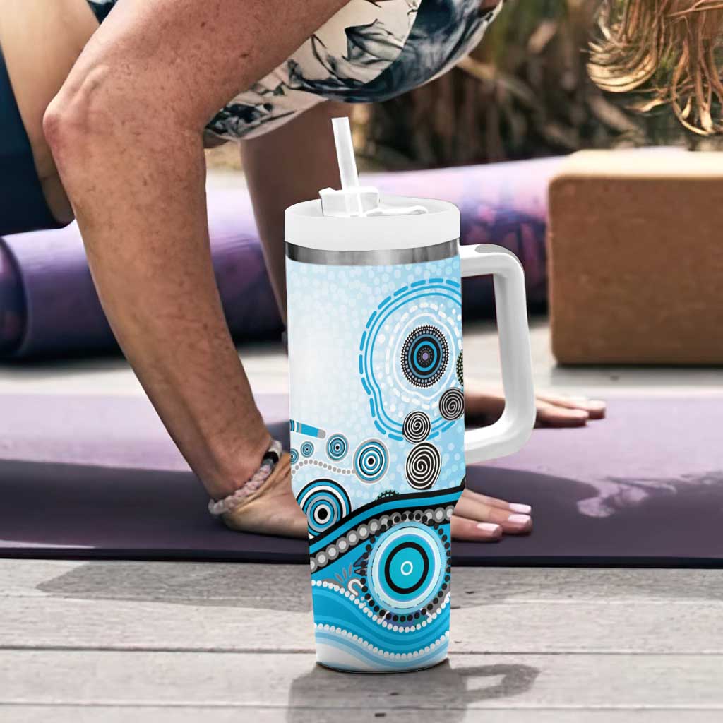 Cronulla Sutherland Sharks Rugby Tumbler With Handle Australian Aboriginal Dot Painting Style