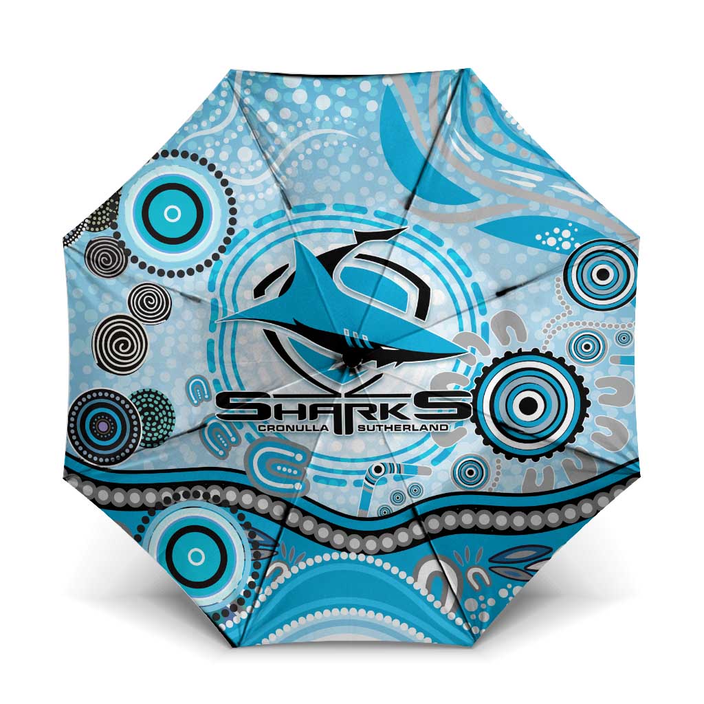 Cronulla Sutherland Sharks Rugby Umbrella Australian Aboriginal Dot Painting Style