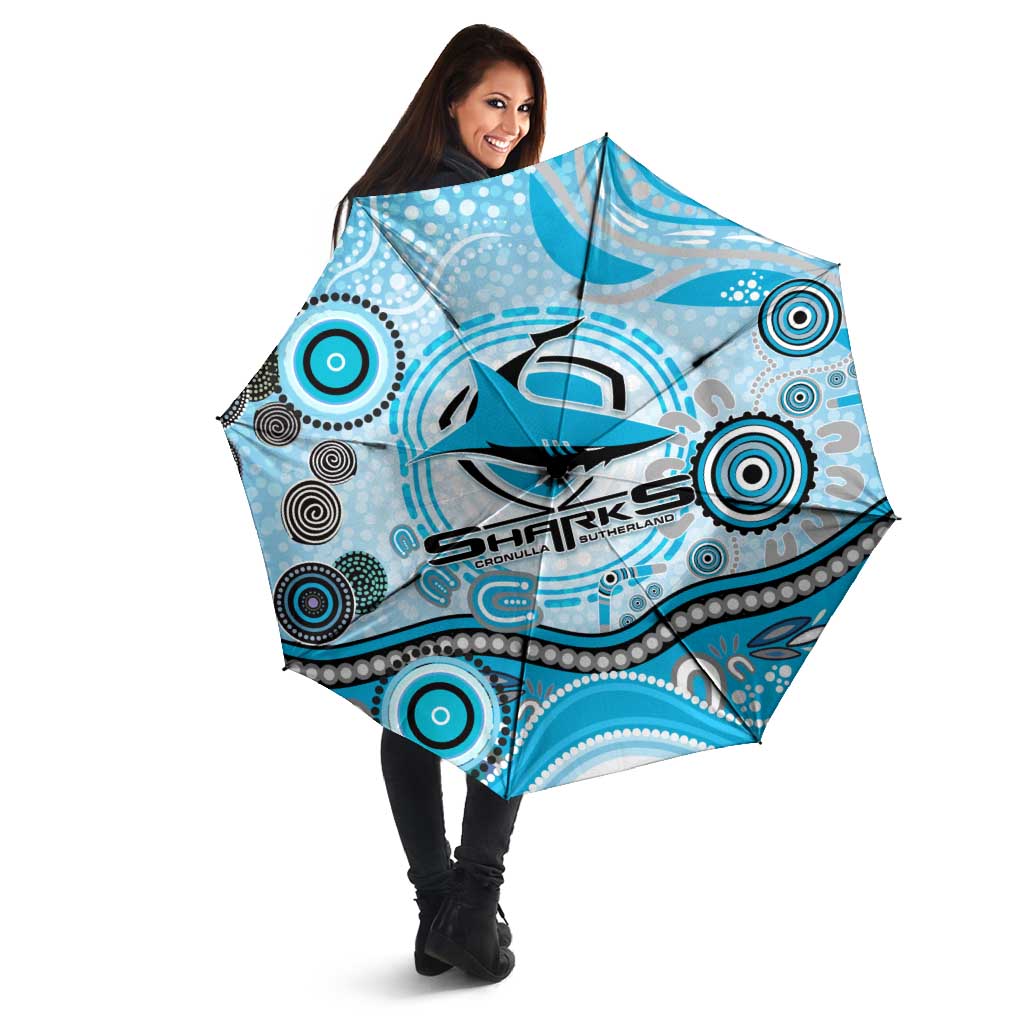 Cronulla Sutherland Sharks Rugby Umbrella Australian Aboriginal Dot Painting Style
