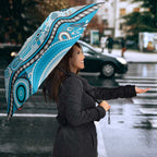 Cronulla Sutherland Sharks Rugby Umbrella Australian Aboriginal Dot Painting Style