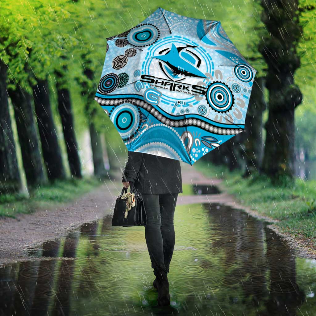 Cronulla Sutherland Sharks Rugby Umbrella Australian Aboriginal Dot Painting Style