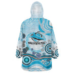 Cronulla Sutherland Sharks Rugby Wearable Blanket Hoodie Australian Aboriginal Dot Painting Style