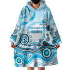 Cronulla Sutherland Sharks Rugby Wearable Blanket Hoodie Australian Aboriginal Dot Painting Style