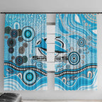 Cronulla Sutherland Sharks Rugby Window Curtain Australian Aboriginal Dot Painting Style