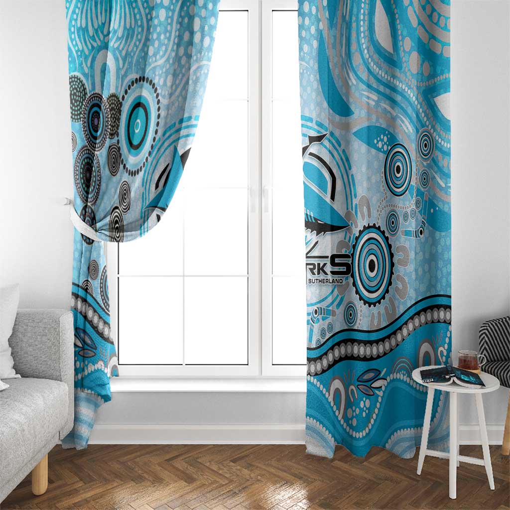 Cronulla Sutherland Sharks Rugby Window Curtain Australian Aboriginal Dot Painting Style