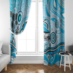 Cronulla Sutherland Sharks Rugby Window Curtain Australian Aboriginal Dot Painting Style
