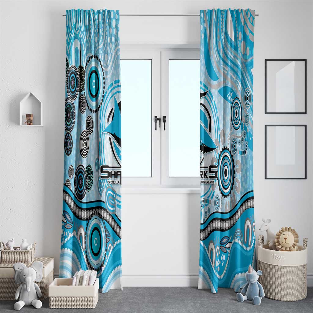 Cronulla Sutherland Sharks Rugby Window Curtain Australian Aboriginal Dot Painting Style