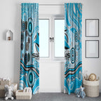 Cronulla Sutherland Sharks Rugby Window Curtain Australian Aboriginal Dot Painting Style