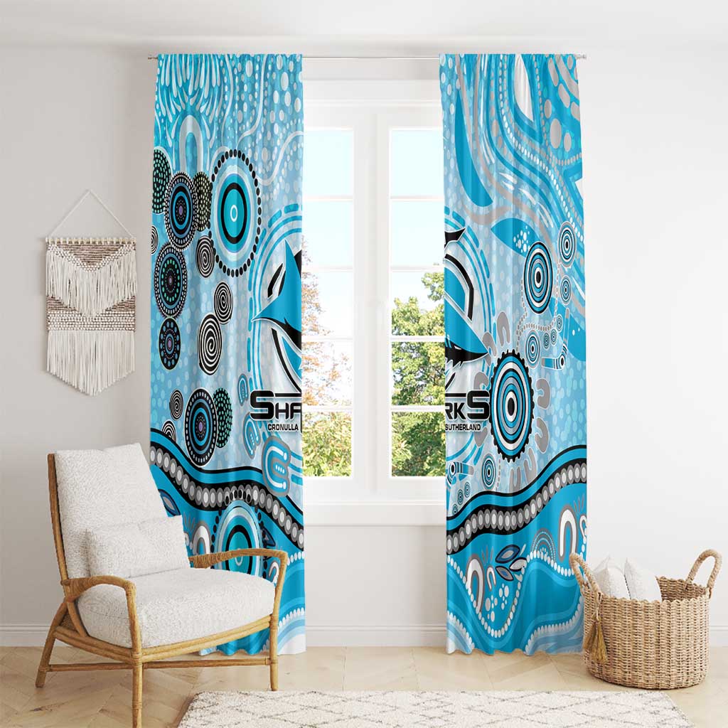 Cronulla Sutherland Sharks Rugby Window Curtain Australian Aboriginal Dot Painting Style