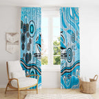 Cronulla Sutherland Sharks Rugby Window Curtain Australian Aboriginal Dot Painting Style