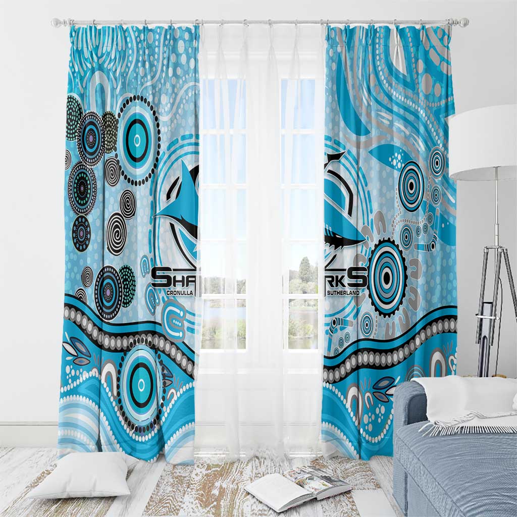 Cronulla Sutherland Sharks Rugby Window Curtain Australian Aboriginal Dot Painting Style