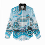 Cronulla Sutherland Sharks Rugby Women Casual Shirt Australian Aboriginal Dot Painting Style