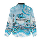 Cronulla Sutherland Sharks Rugby Women Casual Shirt Australian Aboriginal Dot Painting Style