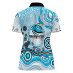Cronulla Sutherland Sharks Rugby Women Polo Shirt Australian Aboriginal Dot Painting Style