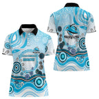 Cronulla Sutherland Sharks Rugby Women Polo Shirt Australian Aboriginal Dot Painting Style