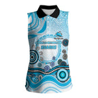 Cronulla Sutherland Sharks Rugby Women Sleeveless Polo Shirt Australian Aboriginal Dot Painting Style