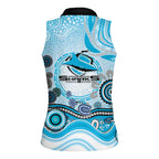 Cronulla Sutherland Sharks Rugby Women Sleeveless Polo Shirt Australian Aboriginal Dot Painting Style