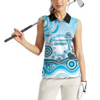 Cronulla Sutherland Sharks Rugby Women Sleeveless Polo Shirt Australian Aboriginal Dot Painting Style