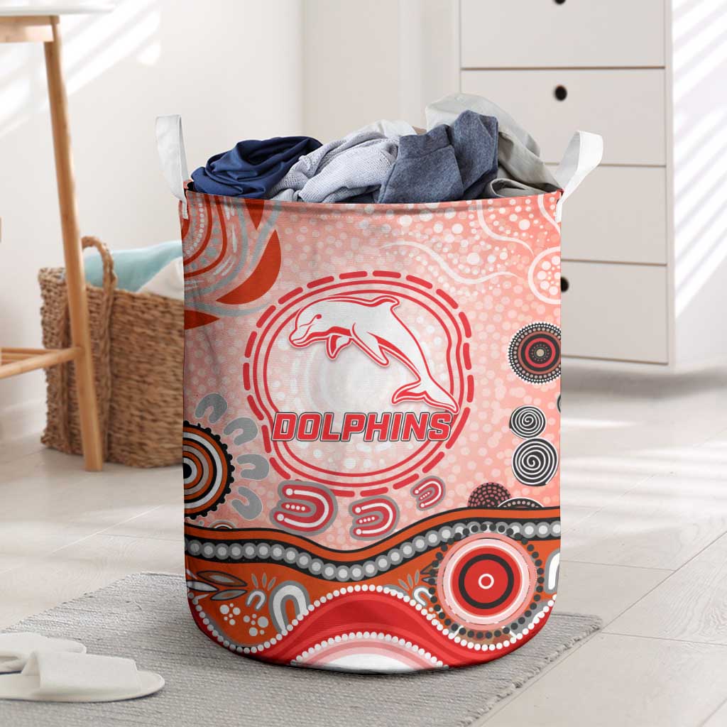 Dolphins Rugby Laundry Basket Australian Aboriginal Dot Painting Style