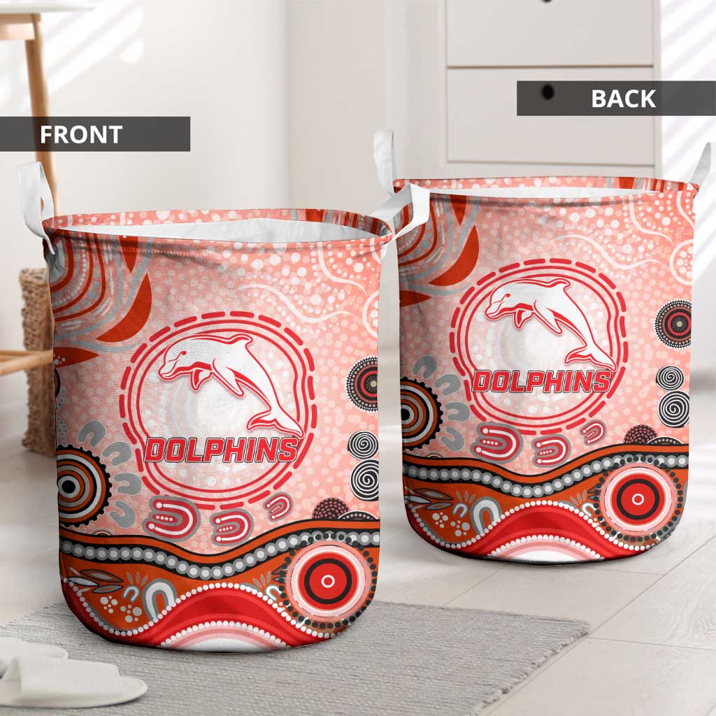 Dolphins Rugby Laundry Basket Australian Aboriginal Dot Painting Style