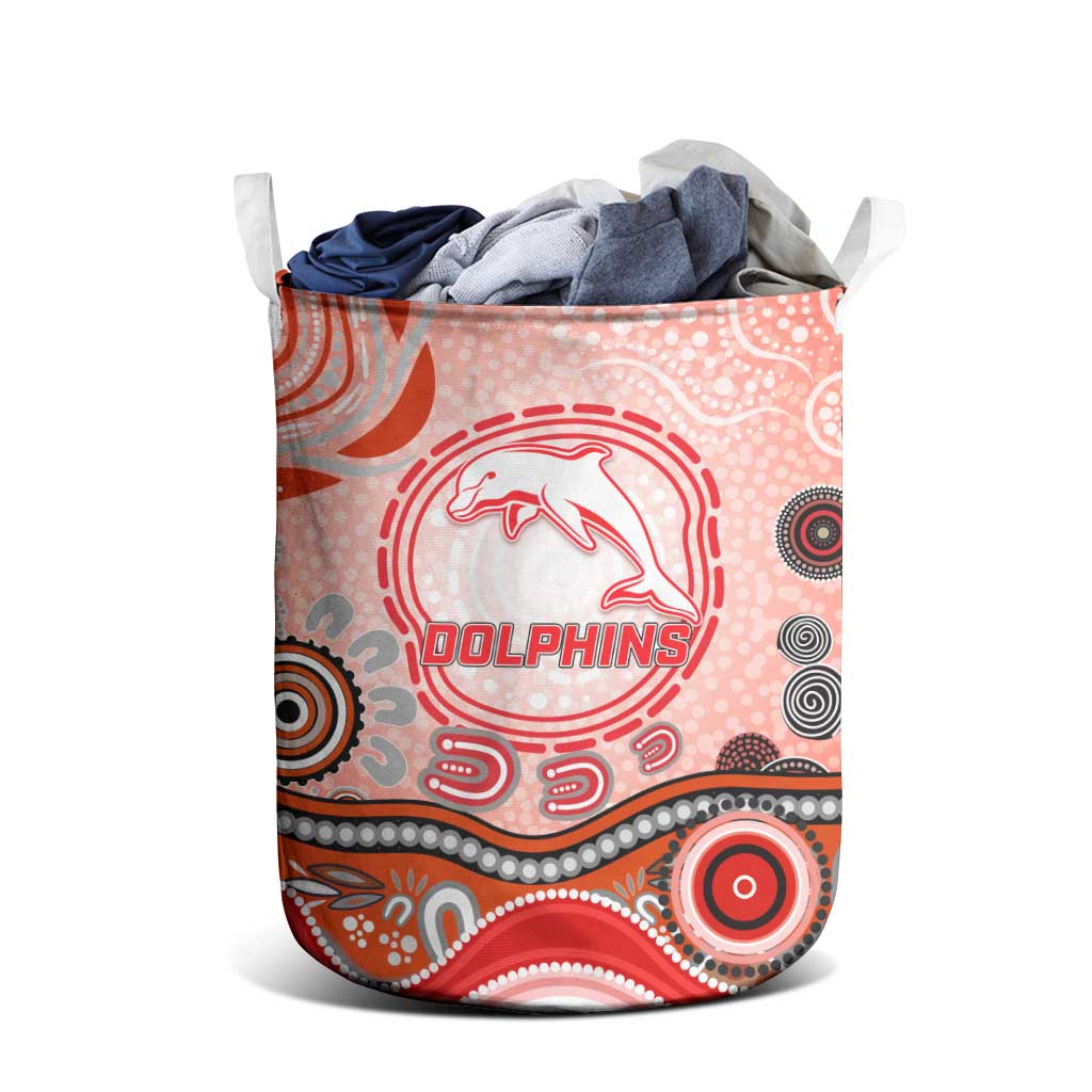 Dolphins Rugby Laundry Basket Australian Aboriginal Dot Painting Style
