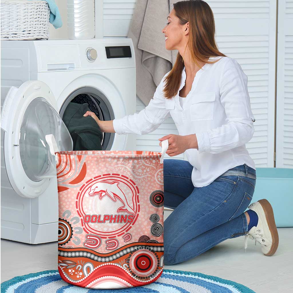 Dolphins Rugby Laundry Basket Australian Aboriginal Dot Painting Style