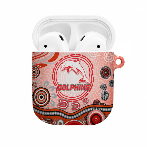 Dolphins Rugby AirPods Case Australian Aboriginal Dot Painting Style