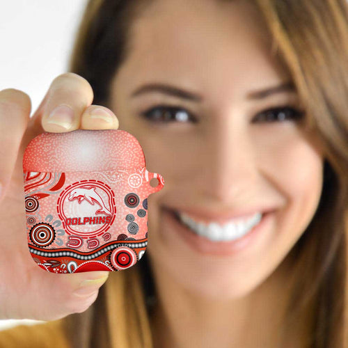Dolphins Rugby AirPods Case Australian Aboriginal Dot Painting Style