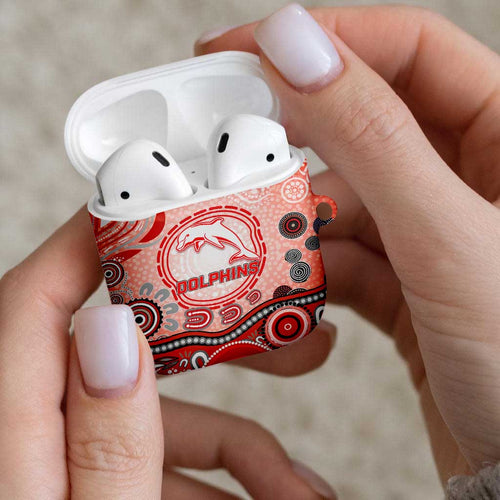 Dolphins Rugby AirPods Case Australian Aboriginal Dot Painting Style