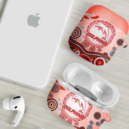 Dolphins Rugby AirPods Case Australian Aboriginal Dot Painting Style