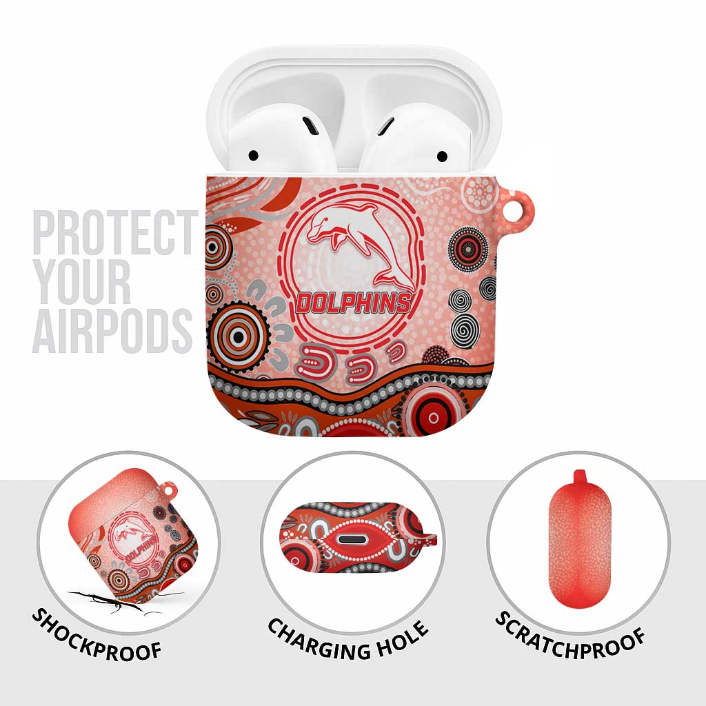 Dolphins Rugby AirPods Case Australian Aboriginal Dot Painting Style
