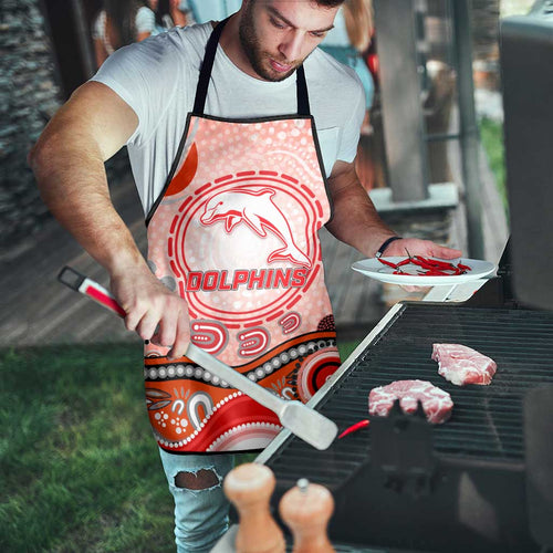 Dolphins Rugby Apron Australian Aboriginal Dot Painting Style