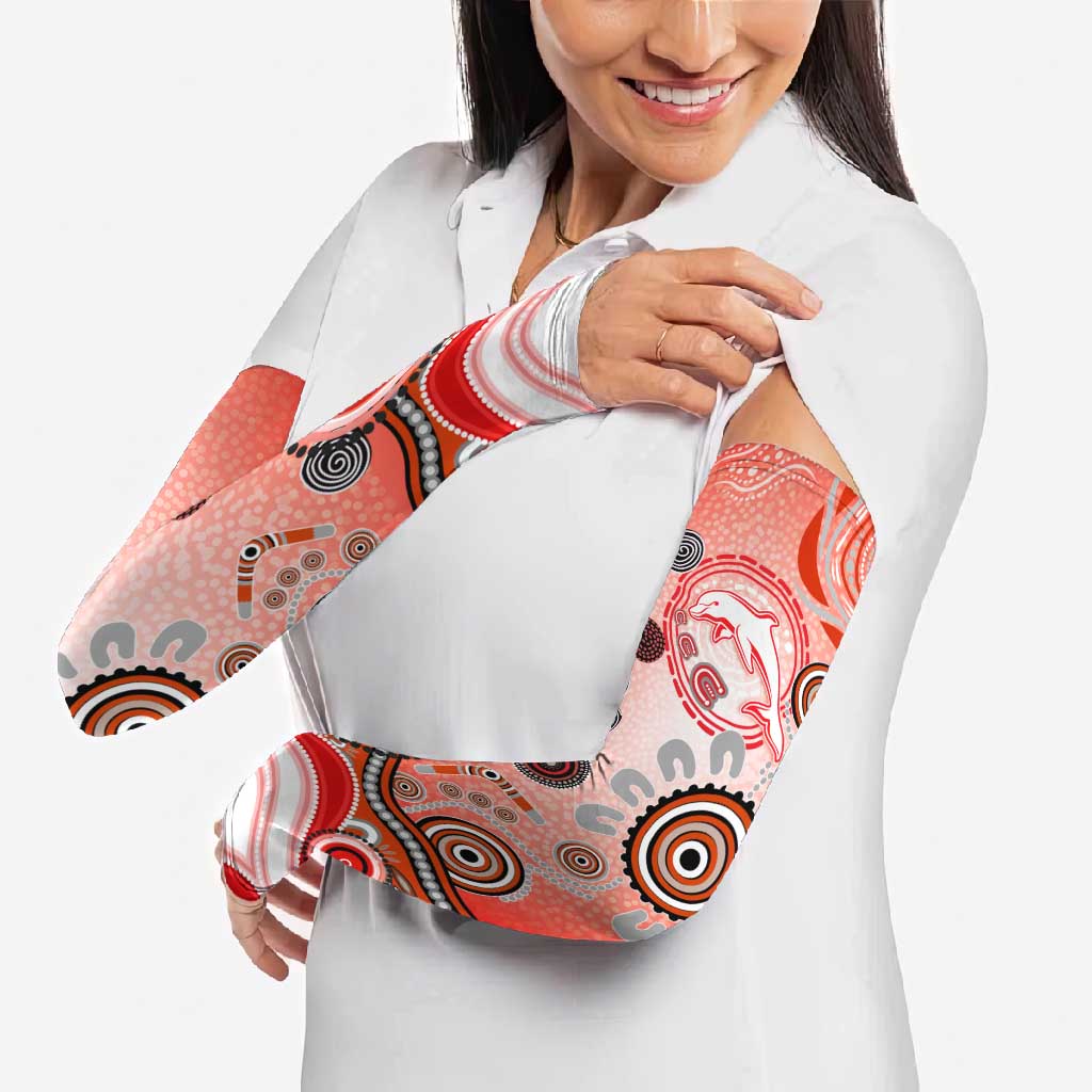 Dolphins Rugby Arm Sleeves Australian Aboriginal Dot Painting Style